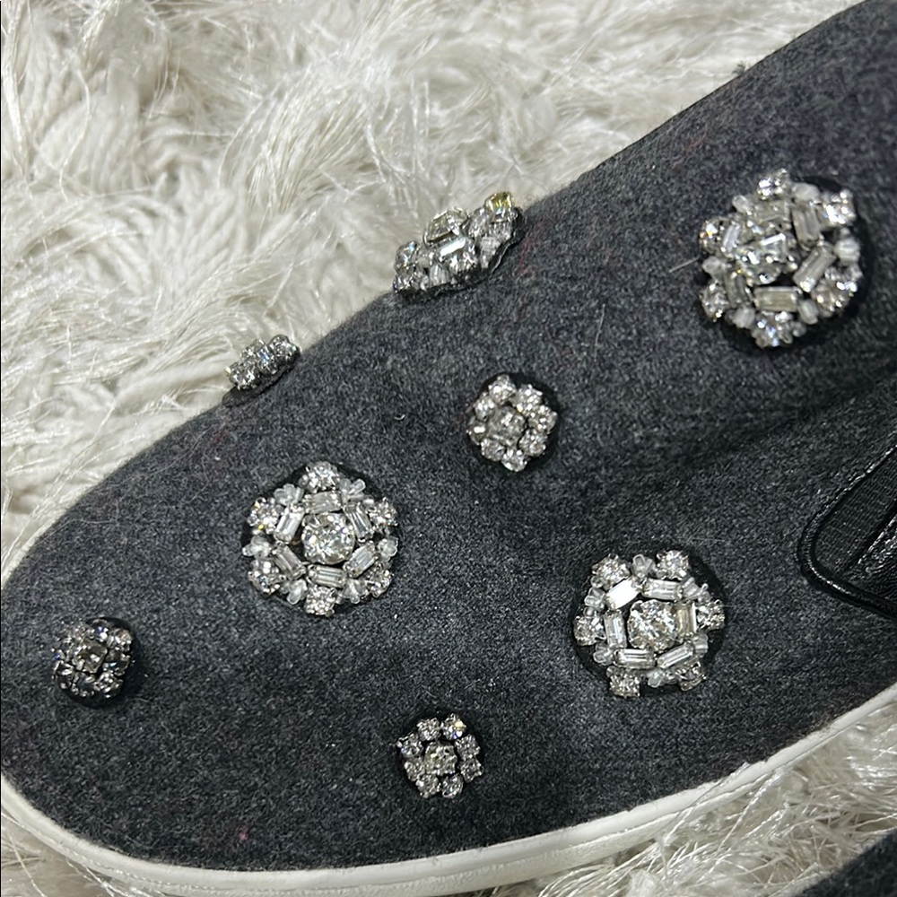 Michael Kors Black Grey and Silver Sneakers with Jeweled Clusters Size 10 / 41 - Picture 3 of 6